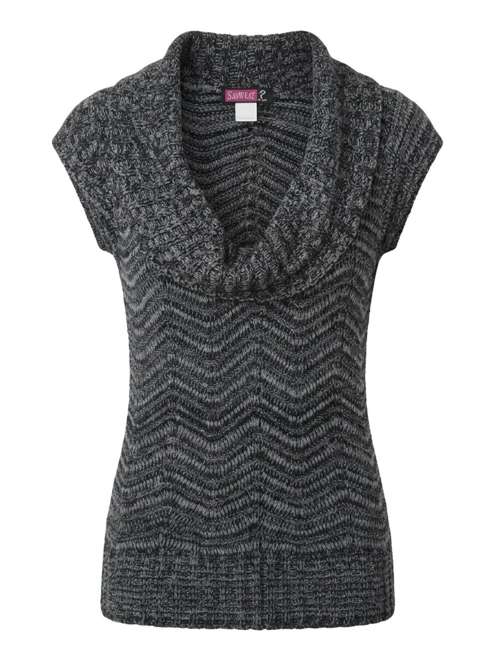Say What? Charcoal Cowl Neck Knit Sweater Vest